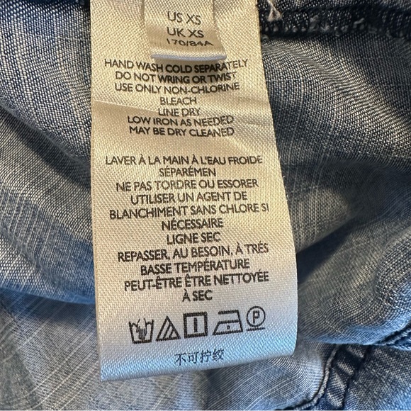 Pilcro and the Letterpress Anthropologie Norah Pintucked Blouse Denim XS Shirt - Picture 9 of 10